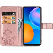 Manyi Mall Huawei P Akıllı 2021 Flip Kapak Için Kılıf Kısa Kayış Dört Yapraklı Yonca Durumda (Yurt Dışından)