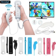 Papajack White-2set 2ın1 Nintendo Wii Konsolu Kablosuz Gamepad Denetleyicisi Nunchuck Uzaktan Kumanda Joystick Joypad Opsiyonel Motion Plus (Yurt Dışından)