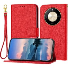 Manyi Mall Onur X50 Için Telefon KILIFI/X9B Cüzdan Litchi Desen Flip Folio Pu Deri (Yurt Dışından)