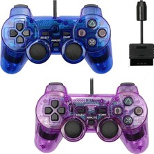 Papajack Mavi-Şeffaf Renk Kablolu Ps2 Denetleyicisi Çift Titreşim Joystick Gamepad Joypad Playstation 2 Denetleyicisi Için Renkli (Yurt Dışından)