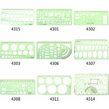 Bifeng Shop NO.4315 Stili 18 Stilleri Cetveller Yeşil Plastik Daireler Geometrik Şablon Cetvel Stencil Ölçme Aracı Kırtasiye Öğrenciler Çizim Eğrisi Cetvel (Yurt Dışından)