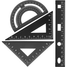 Bifeng Shop Kırmızı Stil Alüminyum Üçgen Ölçekli Cetvel Seti, Öğrenciler Için 2 Üçgen Cetvel Iletki ve Doğrusal Cetvel Matematik Geometri Aracı Içerir (Yurt Dışından)