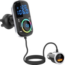 Pure Çift Ekran Pd3.0/qc3.0 Hızlı Şarjlı Araba Bluetooth Mp3 Çalar Atmosfer Işıkları (Yurt Dışından)