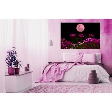 Aden Pembe Çiçekler ve Ay Kanvas Tablo