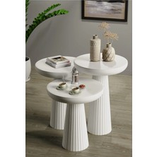 Simillo Home & Living Üçlü Beyaz Konik Yan Sehpa