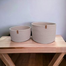 Home Decors By Özlem 2'li Sepet Takımı Düzenleyici Saklama Kutusu Hasır Sepet Organizer ELEMEĞI-30X20/25X15