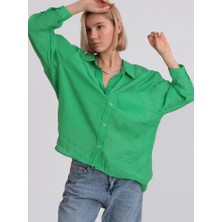Alya Ns Butik Oversize Salaş Gömlek Çimen Yeşili