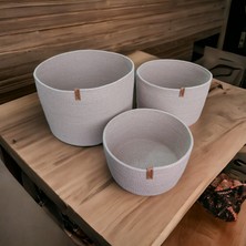 Home Decors By Özlem 3'lü Sepet Takımı Düzenleyici Saklama Kutusu Hasır Sepet Organizer ELEMEĞI-35X25/30X20/25X15