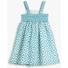 Koton Elbise Askılı Fisto İşlemeli Pamuklu Astarlı