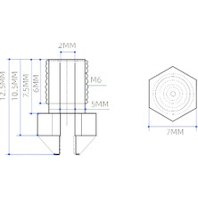 egc Teknoloji 0.6mm E3D V5/v6 Pirinç Nozzle - 1.75MM