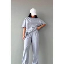 Yakamel Kadın Oversize T-Shirt Ve Pijama Altı