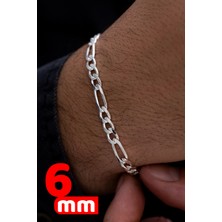 Osmanlı Gümüş Erkek Gümüş 6 mm Kalınlık 925 Ayar Gümüş Figaro Model Erkek Bileklik