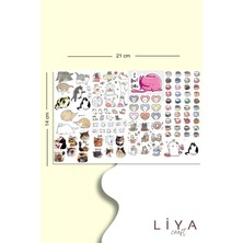 Liyacraft Süper Sevimli 150 Adet Kedi Sticker Set-Planner Ajanda Bullet Journal Için Uygun Set