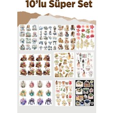 Liyacraft 10 Sayfa Vintage Sticker Set -Planner Ajanda Bullet Journal Için Uygun Set