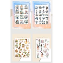 Liyacraft 10 Sayfa Vintage Sticker Set -Planner Ajanda Bullet Journal Için Uygun Set