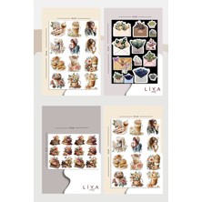 Liyacraft 10 Sayfa Vintage Sticker Set -Planner Ajanda Bullet Journal Için Uygun Set