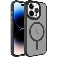 Karagöz Technology iPhone 13 Pro Max - Uyumlu Mat Arka Yüzey Wireless Şarj Özellikli Karagöz Technology Flet Magsafe Kapak-Siyah