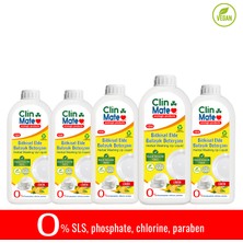 Clinmate 5'li Set Yeni Clinmate Ekolojik Bitkisel Elde Bulaşık Deterjanı Limon 750 ml