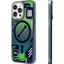 YoungKit iPhone 15 Pro Max Uyumlu Kılıf Sıvı Akışkanlı Magsafe Özellikli Youngkit Galaxy Serisi Kapak Yeşil