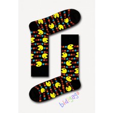 Bidigago Pacman Desenli Unisex Kolej Çorap