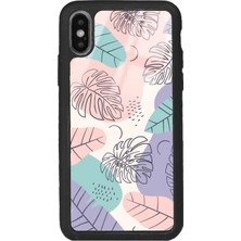 Spoyi Apple iPhone x - Xs Nude Yapraklar Tasarımlı Glossy Telefon Kılıfı