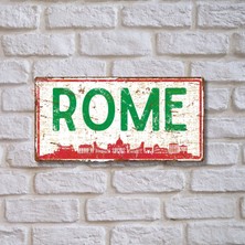 Hayg Equipment Roma Silüetli Dekoratif Alüminyum Tabela - Antik Metal Duvar Dekoru - Şehir Manzarası Vintage Tabela