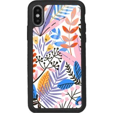 Spoyi Apple iPhone x -Xs Uyumlu Nude Leaf Tasarımlı Glossy Telefon Kılıfı