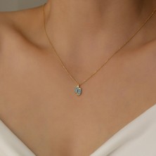 Nox Jewelry 925 Ayar Gümüş Firuze Taşlı Ayak Izi Kolye