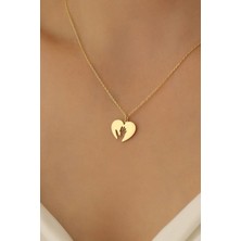 Nox Jewelry 14 Ayar Mikron Altın Kaplama Anne ve Çocuk El Figürlü Kalp Kolye – Anlamlı Hediye Tasarım - CN00216