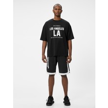 Koton Oversize Spor Tişört Kolej Baskılı Bisiklet Yaka