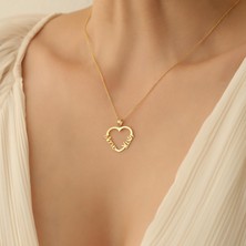 Nox Jewelry 14 Ayar Mikron Altın Kaplama İsim Yazılı Kalp Figürlü Gümüş Kolye - CN00235