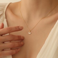 Nox Jewelry 14 Ayar Mikron Altın Kaplama Taşlı Kuğu Gümüş Kolye – Minimal Işıltılı Kuğu Uçlu Kadın Kolye - CNS00142