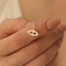 Nox Jewelry 14 Ayar Mikron Altın Kaplama Taşlı Göz Gümüş Kolye – Işıltılı Nazar Sembollü CNS00146