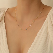 Nox Jewelry 925 Ayar Gümüş Renkli Taşlı Tiffany Kolye