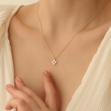 Nox Jewelry 925 Ayar Gümüş Zirkon Taşlı Çiçek Kolye