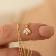 Nox Jewelry 14 Ayar Mikron Altın Kaplama Taşlı Uğur Böceği Gümüş Kolye – Minimal Şans Sembolü - CNS00157