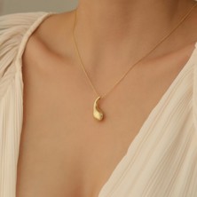 Nox Jewelry 14 Ayar Mikron Altın Kaplama Organik Form Damla Gümüş Kolye - CN00256