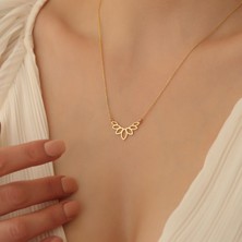Nox Jewelry 14 Ayar Altın Mikron Kaplama Lotus Çiçeği Gümüş Kolye - CN00257