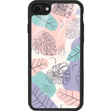 Spoyi Apple iPhone 7 - 8 - Se Nude Yapraklar Tasarımlı Glossy Telefon Kılıfı