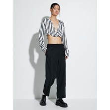 Koton Kapşonlu Crop Bluz V Yaka