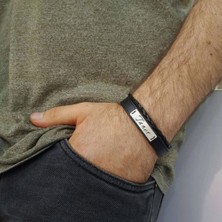 Archin Taner Isme 925 Ayar Erkek Hakiki Deri Gümüş Plakalı Kişiye Özel Hediye Bileklik-Şğ-68