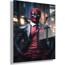 Gaagart Temperli Gerçek Cam Tablo Film Karakteri Deadpool Görseli