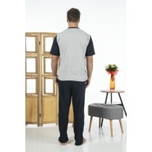 Estiva Erkek Önden Düğmeli Kısa Kollu Cepli Yazlık Penye Pijama Takımı