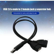 Pergyi 30CM Taşınabilir USB 2.0 A Erkek 2 Çift Dişi Jack Y Splitter Hub Güç Kablosu Adaptör Kablosu Veri Güç Şarjı Için (Yurt Dışından)