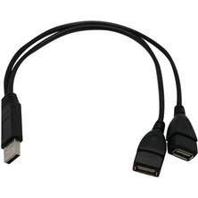 Pergyi 30CM Taşınabilir USB 2.0 A Erkek 2 Çift Dişi Jack Y Splitter Hub Güç Kablosu Adaptör Kablosu Veri Güç Şarjı Için (Yurt Dışından)