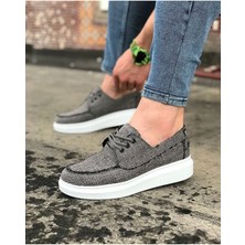 BiMode Gri Renk,  Vegan, Pamuk Iç Astarlı, Topuk Boyu 3 Cm, Casual-Günlük Erkek Ayakkabı