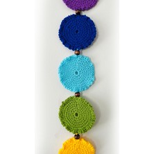 Puffa Yedi 7 Çakra Renkleri Duvar Dekoru Örgü Ahşap Boncuklu Püsküllü 75CM Yoga ve Meditasyon