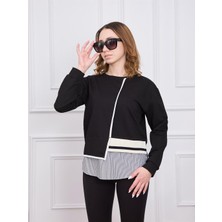 Siyah Parçalı Sweatshirt