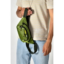 Tuldar Unisex Haki Kumaş Usb Kulaklık Çıkışlı Crossbody Çapraz Omuz Göğüs Ve Bel Çantası tul360