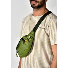 Tuldar Unisex Haki Kumaş Usb Kulaklık Çıkışlı Crossbody Çapraz Omuz Göğüs Ve Bel Çantası tul360